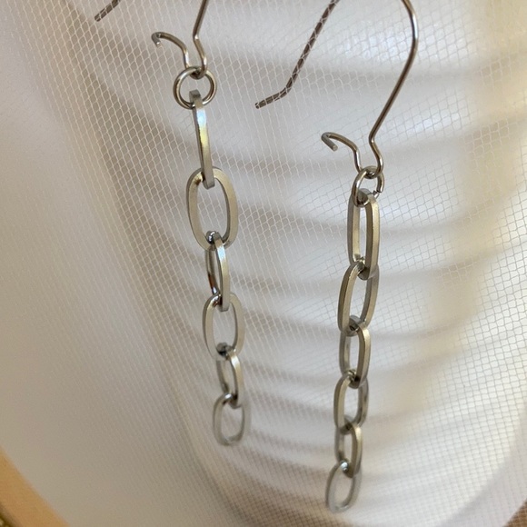 Stainless Steel Paper Clip Earrings - Picture 2 of 4